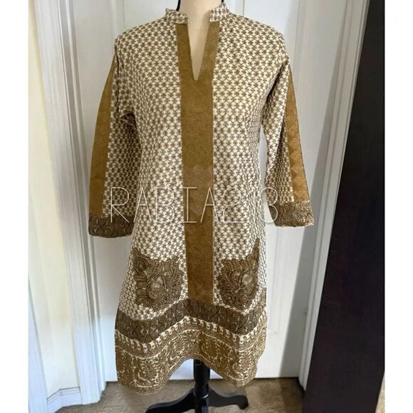 PAKISTANI INDIAN DESIGNER SEMI FORMAL KURTA DRESS - Picture 1 of 6
